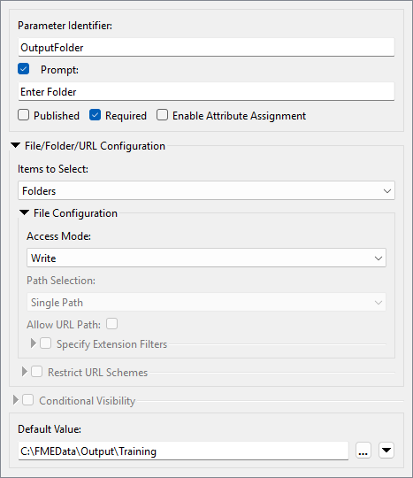OutputFolder user parameter